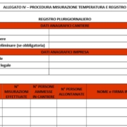 Registro misurazione temperatura in cantiere
